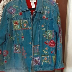 Coldwater Creek Embroidered Jean Jacket